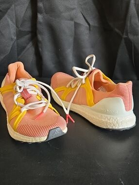 adidas Stella McCartney Coral Pink and Yellow Ultraboost Running Shoes